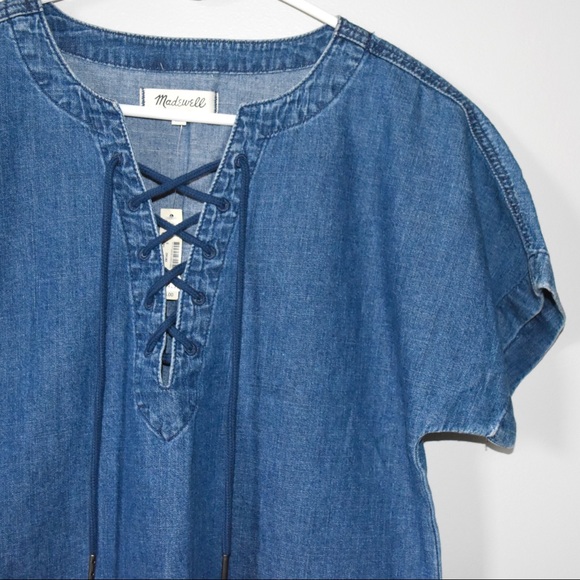 Madewell Tops - Madewell Lace Up Jean Shirt - S